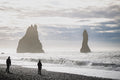 Iceland's South Coast IV - Reynisdrangar sea stacks off the black sand coast, Iceland