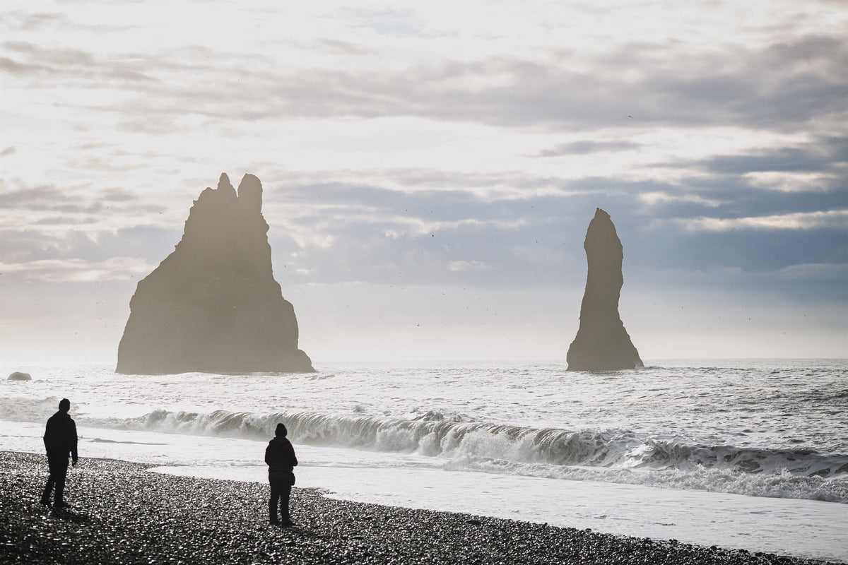 Iceland's South Coast IV - Reynisdrangar sea stacks off the black sand coast, Iceland