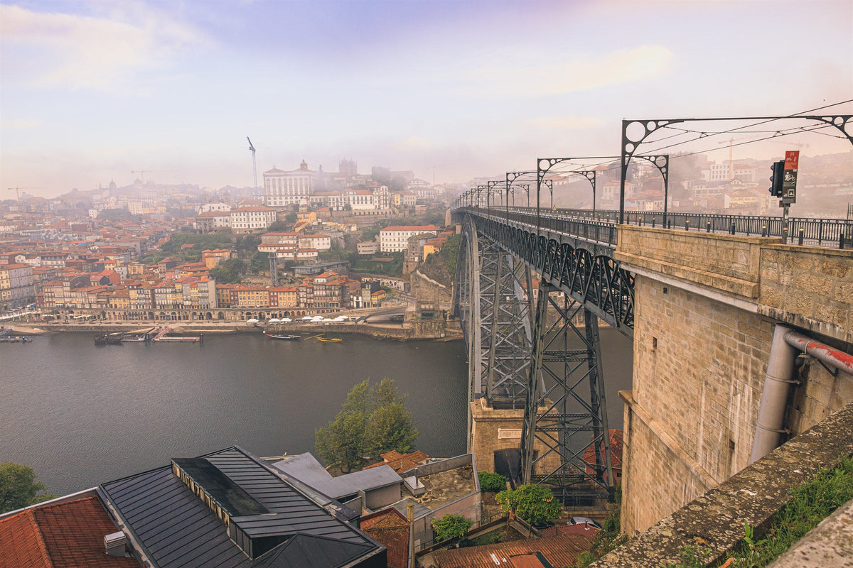 Portugal IV - Luis I bridge in mist over the Douro, Porto